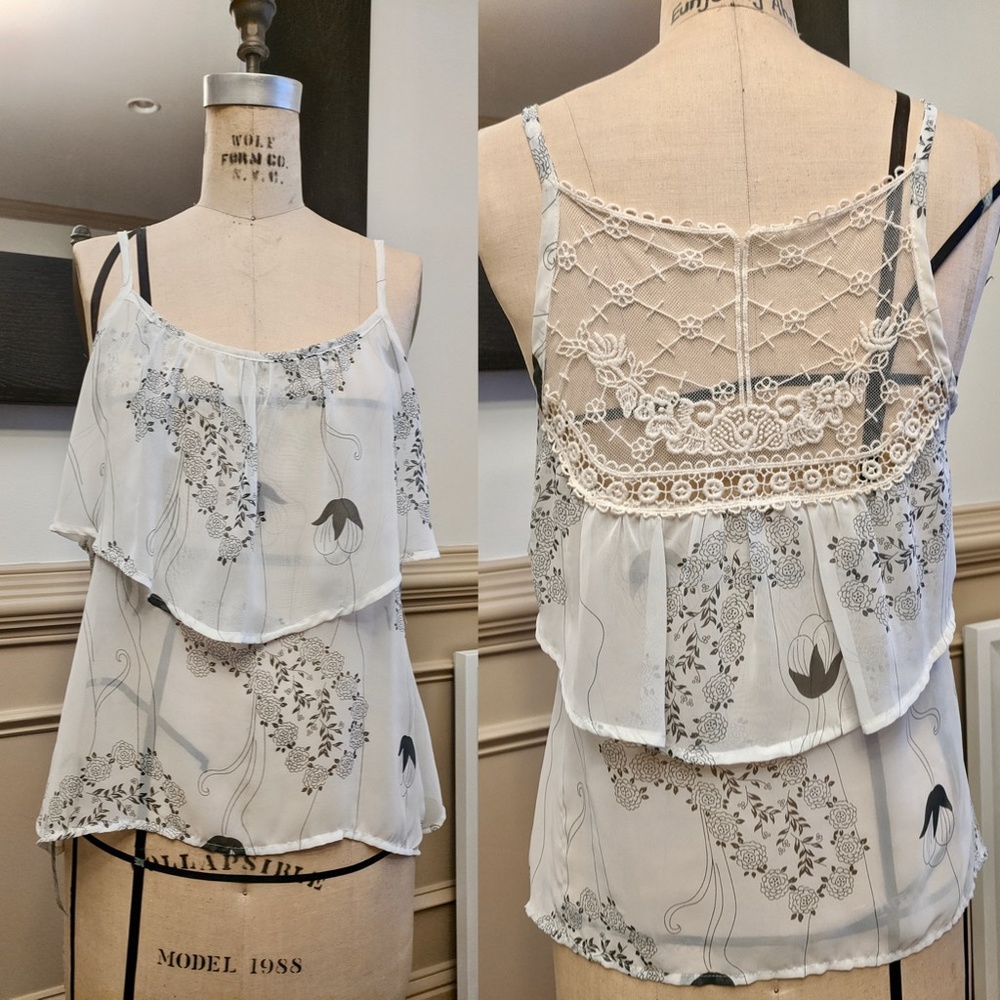 Sheer floral lace camisole